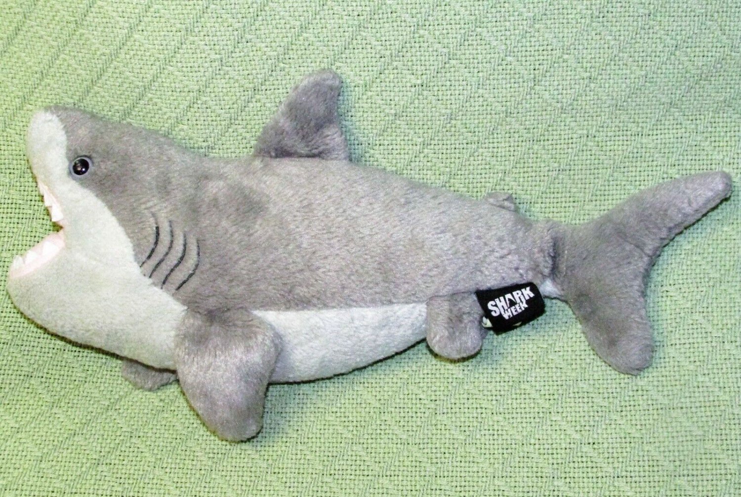 15" GREAT WHITE SHARK WEEK PLUSH K&M WILD REPUBLIC STUFFED ANIMAL GREY
