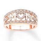 A Breathtaking 18K Rose Gold Filled CZ "MOM" Ring