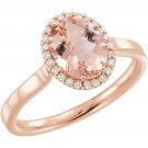 14K Rose Morganite & 1/8 CT Diamond Engagement ring