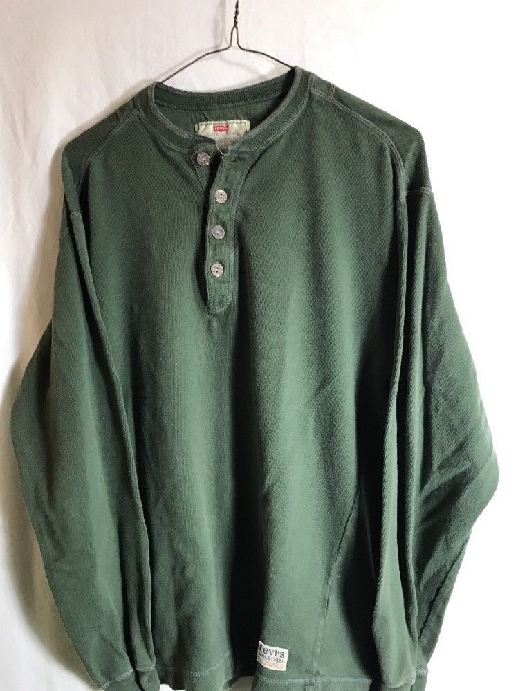 Levi's Size Small Green Henley Long Sleeve