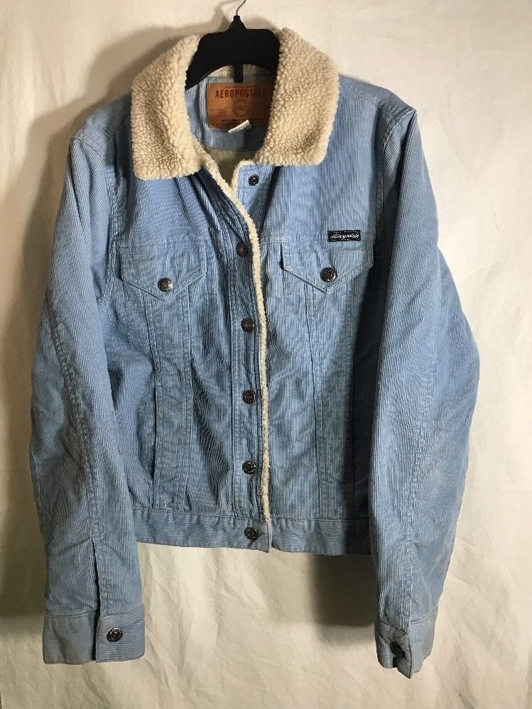 Aeropostale Women's Medium Light Blue Jean Jacket Full Button Up