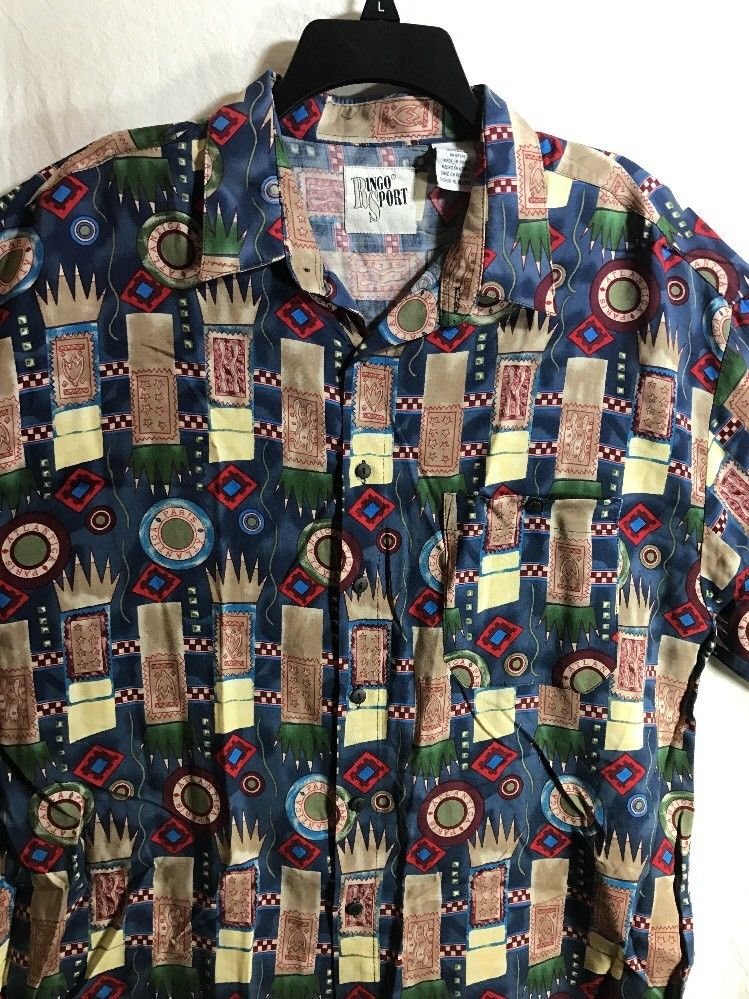 Ringo Sport Hawaiian Button Up Microfiber Shirt Sz XL Short Sleeve Polo