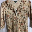 LRL Small Cardigan Womens Long Sleeve Flower Design V Neck Lauren Jeans Co