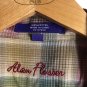 Alan Flusser XL Dress Shirt Long Sleeve Plaid Button Front Purple Tag Brown