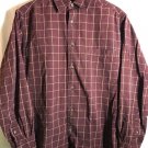 IZOD Small Button Front Long Sleeve Dress Shirt Maroon with Brown Stripes