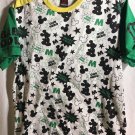 Micky Mouse Large T Shirt Baby Doll Short Sleeve Green White and Yellow
