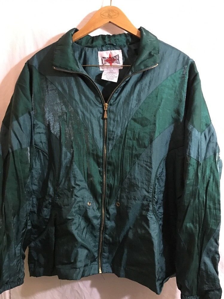 Active Frontier Wind Breaker Medium Emerald/Green Full Zip Long Sleeve