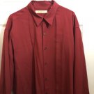 Tommy Bahama XL Slim Button Front 100% Silk Maroon Pointed Collar