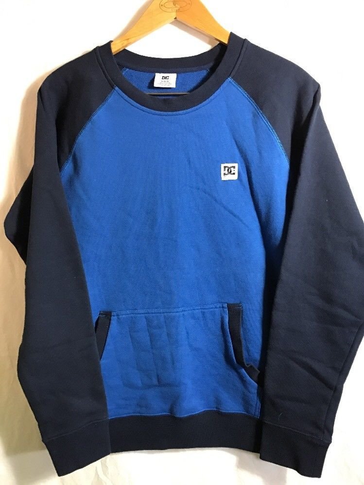 DC Shoe Company Medium Long Sleeve Blue Crew Neck Front Pocket Pull-Over