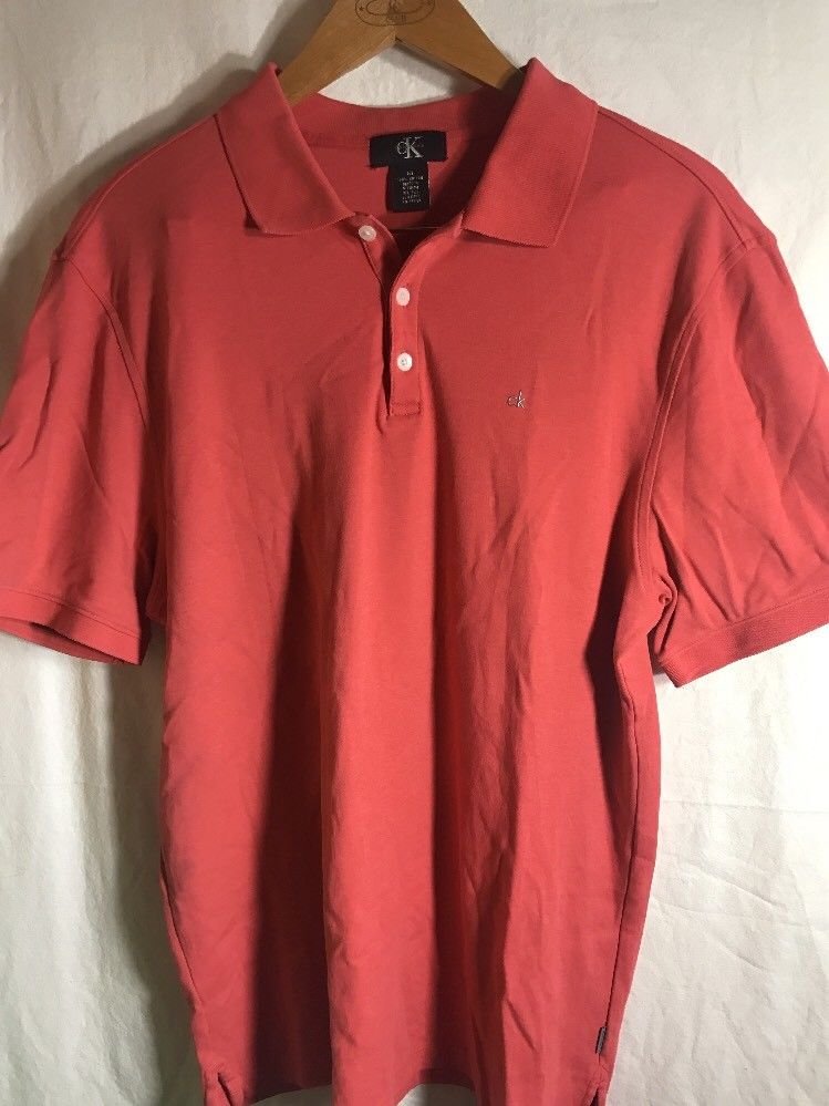 Calvin Klein Medium Salmon Polo Collared Short Sleeve Golf Polo Pink