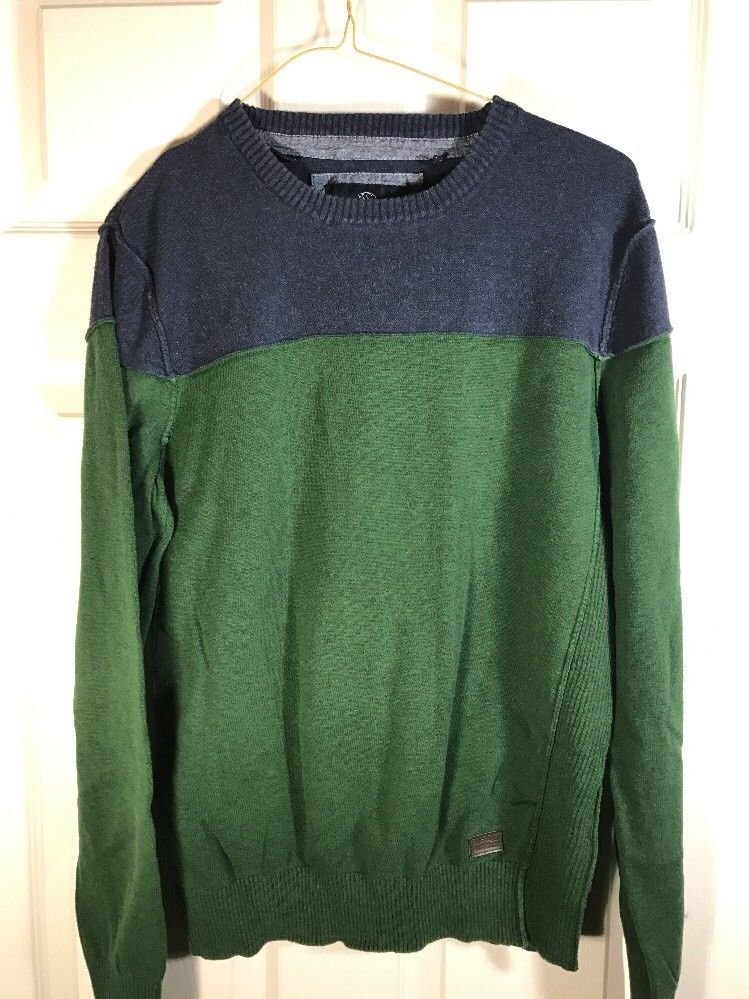 Buffalo David Bitton Medium Mens Sweater Green and Blue Long Sleeve