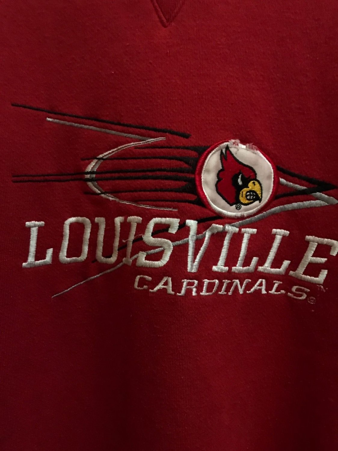 Louisville Cardinals Crewneck Sweater Large Midwest Embroidery Red Long ...