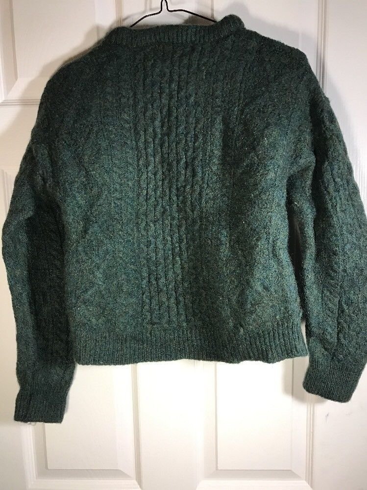 Aran Crafts Women’s Medium Knit 100% Wool Sweater Green Ireland