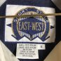 East West Wind Breaker Small 100% Nylon Shoulder Pads White Blue Track Jacket
