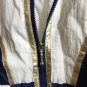 East West Wind Breaker Small 100% Nylon Shoulder Pads White Blue Track Jacket