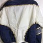 East West Wind Breaker Small 100% Nylon Shoulder Pads White Blue Track Jacket