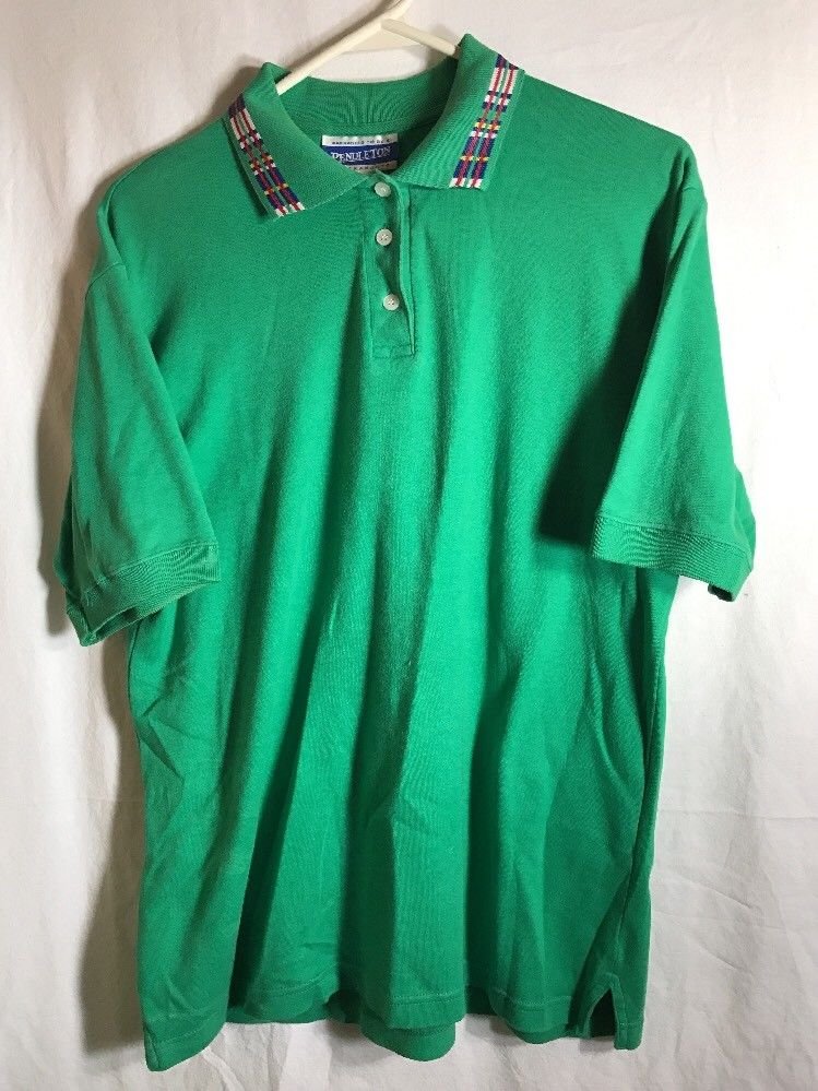 Pendleton Knockabouts Large Green Mens Polo Shirt Short Sleeve Colorful Collar