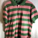 J. Crew Large Polo Short Sleeve Striped Pink and Green Collared 100% Cotton