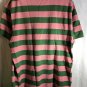 J. Crew Large Polo Short Sleeve Striped Pink and Green Collared 100% Cotton