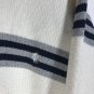 Nautical Sweater XL V-Neck White w Silver and Blue Line Long Sleeve 100% Cotton