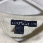 Nautical Sweater XL V-Neck White w Silver and Blue Line Long Sleeve 100% Cotton