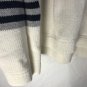 Nautical Sweater XL V-Neck White w Silver and Blue Line Long Sleeve 100% Cotton