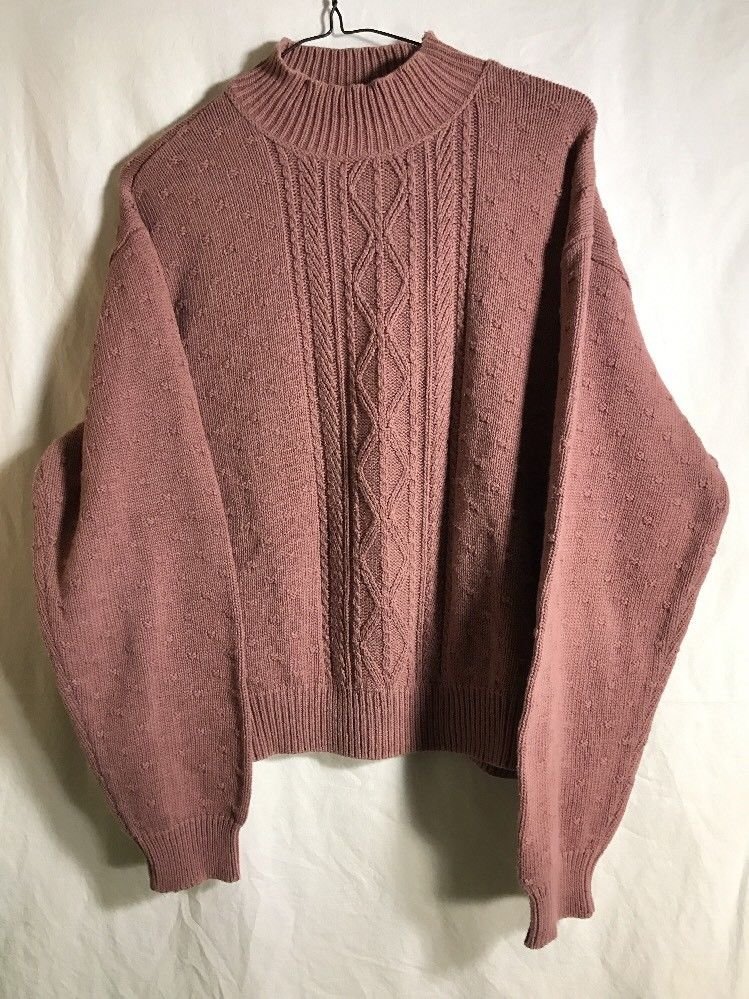 Liz Claiborne Lage Turtle Neck Made in U.S.A. Rose Red Long Sleeve
