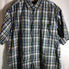 Checkered Yellow and Blue Men's Polo XL Nautica Jeans Company Short Sleeve