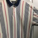 Dockers Vintage XL Short Sleeve Striped Blue and Pink Button Front