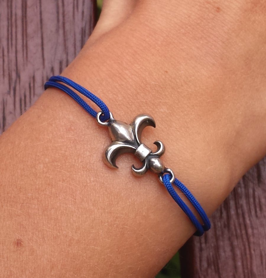 Fleur de lis bracelet, sterling silver
