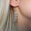 Feather earrings, sterling silver