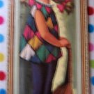 60s Harlequin Girl Mandolin Big Eye Sad Art Litho by Eden