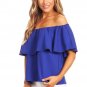 Solid Off the Shoulder Crepe Top Casual Ruffle Blouse