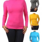 New Fitted Mock Neck Top Basic Nylon Turtleneck One Size (Fits sz Large to 2XL)