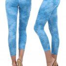 Blue Two Tone Stretchy Semi-Sheer Shredded Leggings