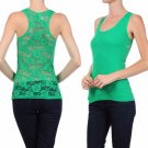 Ribbed Racerback Tank Top w/ Lace Back