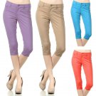 Woman's Soft Knit Stretchy Capri Pants Fashion Central