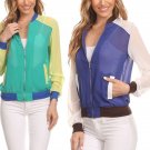 Chiffon Full Zipper Light Weight Bomber Jacket