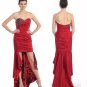 Satin Leopard Print Asymmetric Ruched Dress Rhinestone Sweetheart Strapless Prom