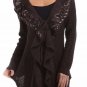 Wool Blend Cardigan Sweater Cable Knit Coat Faux Fur