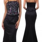 Nina Austin Sequin Corset Prom Dress Black Formal Two Piece Gown