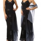 Nina Austin Beaded Chiffon Black & Silver Formal Gown Long Prom Dress