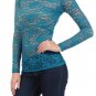 New Lace Burnt Through Fitted Top Long Sleeve Sheer Burnout T-Shirt