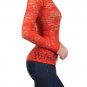 New Lace Burnt Through Fitted Top Long Sleeve Sheer Burnout T-Shirt