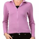 Rhinestone Zipper Collared Sweater Zip Up Cardigan