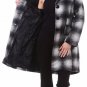 New Fully Lined Gray Black White Checkered Plaid Wool Coat