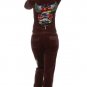 NWT Brown Cotton Blend Jogging Suit with Rhinestone Wings, Heart & Roses