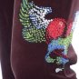 NWT Brown Cotton Blend Jogging Suit with Rhinestone Wings, Heart & Roses