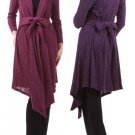 Angora Blend Waist-Tie Duster Long Cardigan Sweatercoat