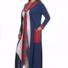 Long Sleeve Full Length Open Knit Cardigan w/ contrast Attached Scarf & Pocket